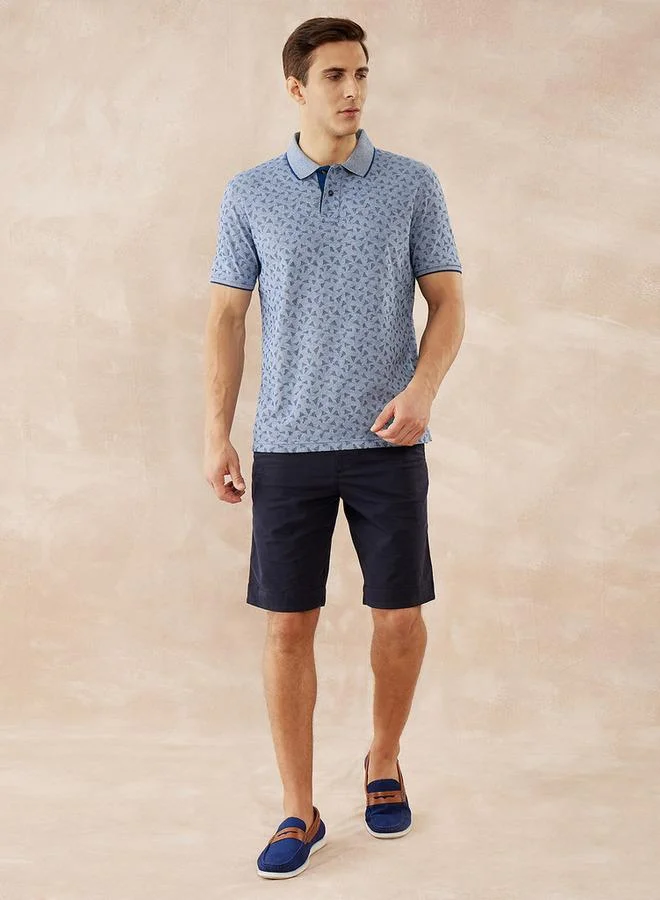 فهرنهايت تيشيرت بولو بارز الملمس بطبعات وأكمام قصيرة من فهرنهايت