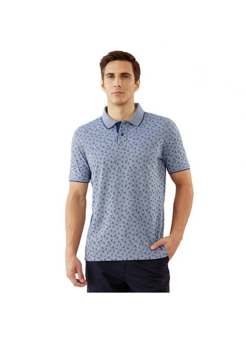 Fahrenheit Textured Print Polo T-shirt with Short Sleeves