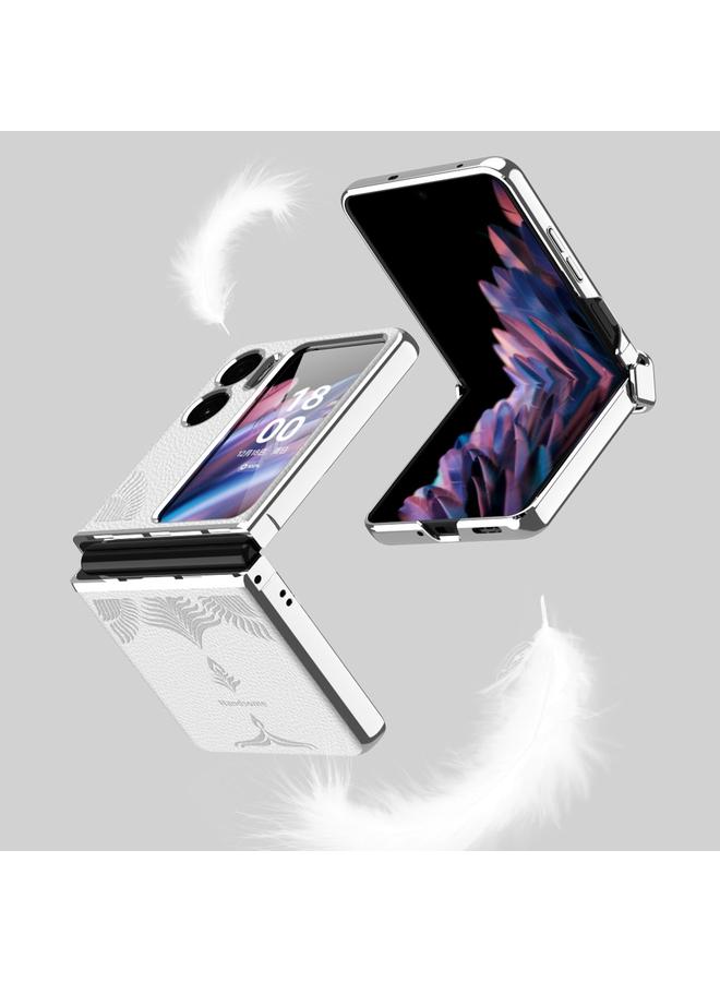 S-TOP Case For OPPO Find N2 Flip Litchi Pattern Electroplating Frame Embossed Phone Case - Image 2