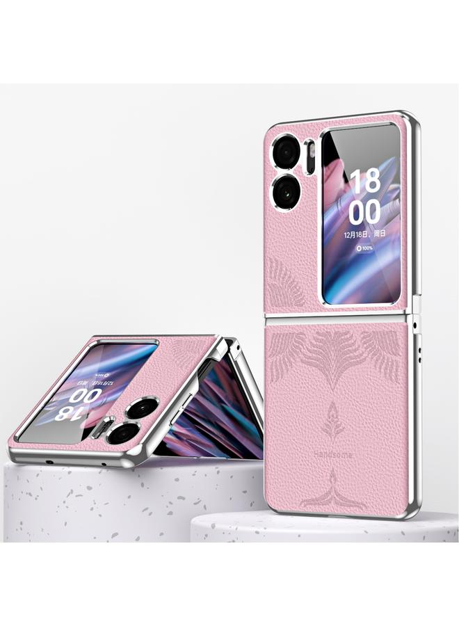 S-TOP Case For OPPO Find N2 Flip Litchi Pattern Electroplating Frame Embossed Phone Case - Image 1