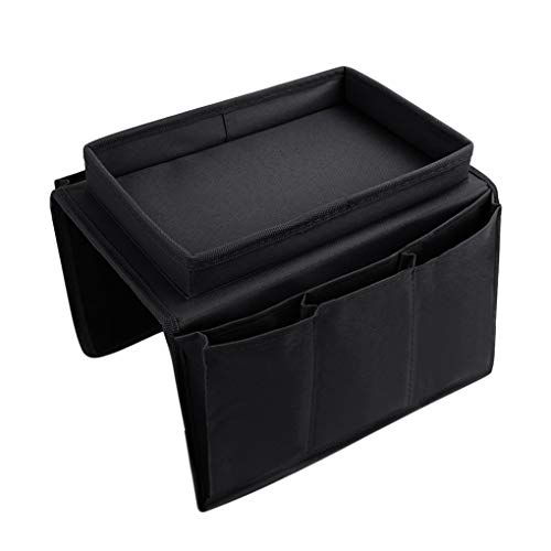 Holiberty Sofa Armrest Organizer with Cup Holder Tray Chair Arm TV Remote Holder for Recliner Couch Armchair Caddy Bedside Storage Pockets Bag for Cellphone Tablet Book Magazines Drinks Pouch - Image 3