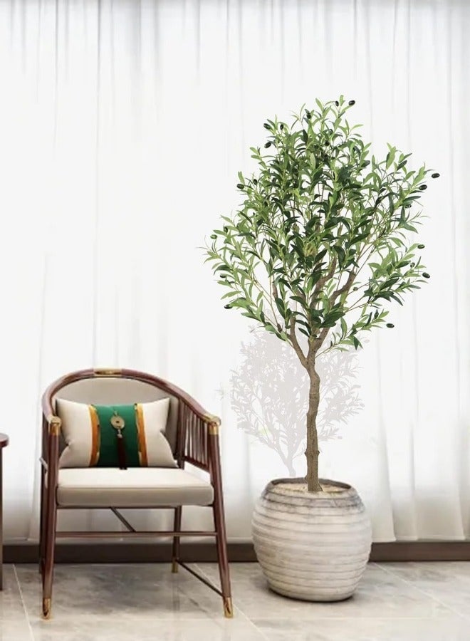HXDream 160CM Artificial Olive Tree with Fruits, Realistic Trunk & Leaves, Includes Black Planter & Fake Moss – Low-Maintenance Plastic Decor for Year-Round Home, Office, or Event Use, Ideal for Floor Placement  - Image 3