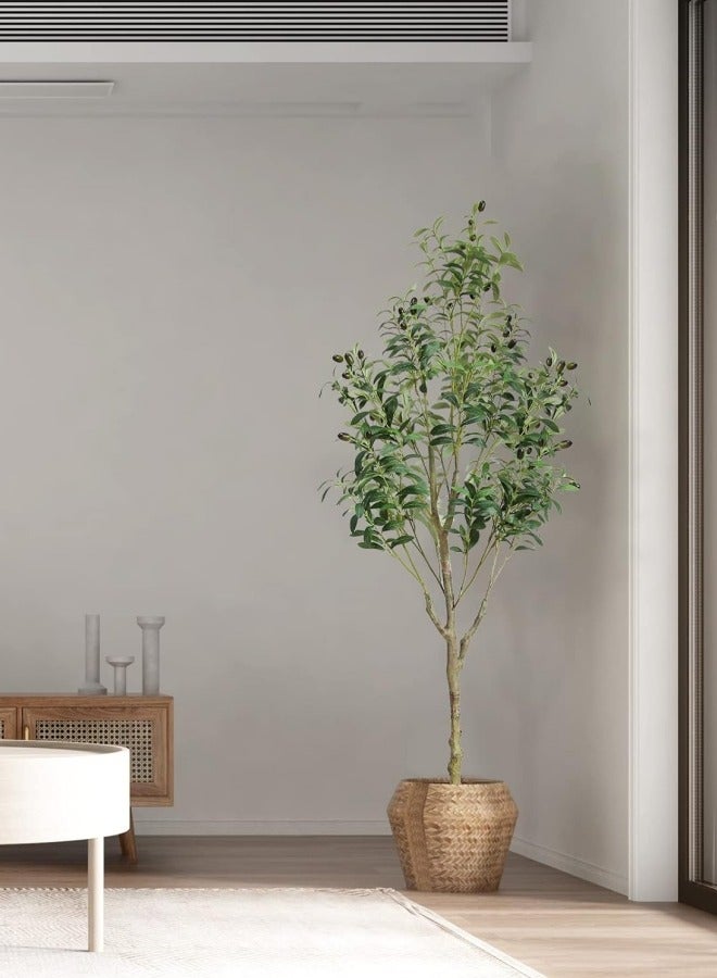 HXDream 160CM Artificial Olive Tree with Fruits, Realistic Trunk & Leaves, Includes Black Planter & Fake Moss – Low-Maintenance Plastic Decor for Year-Round Home, Office, or Event Use, Ideal for Floor Placement  - Image 5