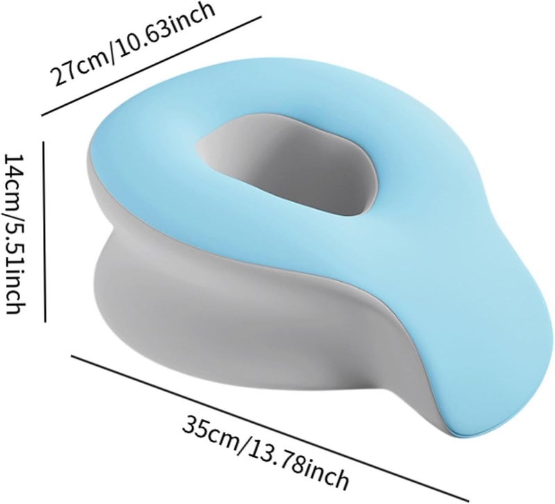 predolo Face Down Pillow Salon Massage Pillow Relax Removable Cover SPA Massage Pillow Face Massage Pillow SPA Airplane Trip Home, Blue Grey - Image 5