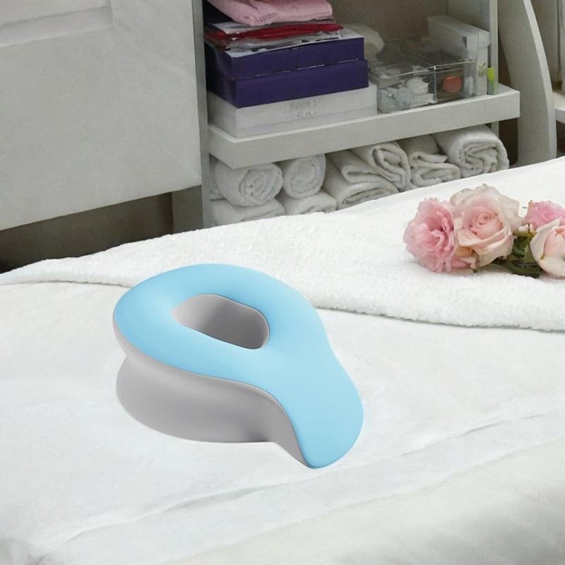 predolo Face Down Pillow Salon Massage Pillow Relax Removable Cover SPA Massage Pillow Face Massage Pillow SPA Airplane Trip Home, Blue Grey - Image 3