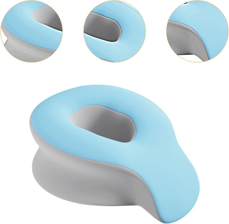 predolo Face Down Pillow Salon Massage Pillow Relax Removable Cover SPA Massage Pillow Face Massage Pillow SPA Airplane Trip Home, Blue Grey - Image 2