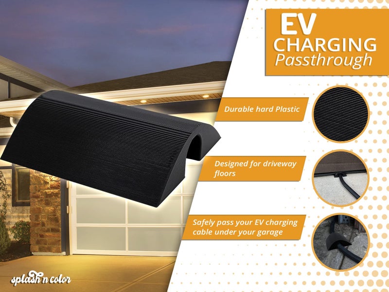 splash n color SplashNColor EV Cable Protector | Garage Door Cable Pass Through | Charging Cable Protector | Under Garage Door EV Cable Pass | Garage Door EV Cable Protector | Tesla Garage Door Cable Protector - Image 2