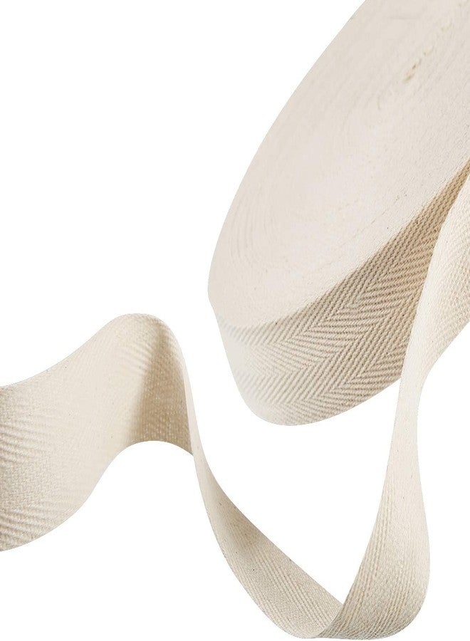 Mkono Twill Tape Ribbon Soft Natural Herringbone Webbing Tape Roll Twill Tape Ribbon Bias Binding Tape for DIY Crafts Sewing Knit, (50 MMX 20 Meter, Ivory) - Image 1