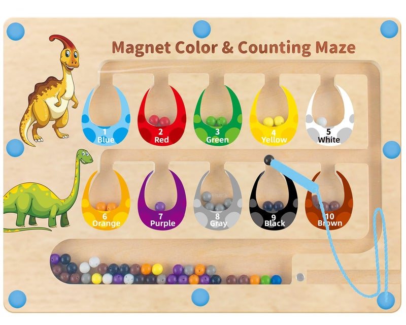 HONGID Dinosaur Toys Magnetic Color and Number Maze  Montessori Toys for 2 3 4 5 Year Old Learning Educational Sensory Toys for Toddlers and Kids Boys Girls Christmas Stocking Stuffers for Kids - Image 1