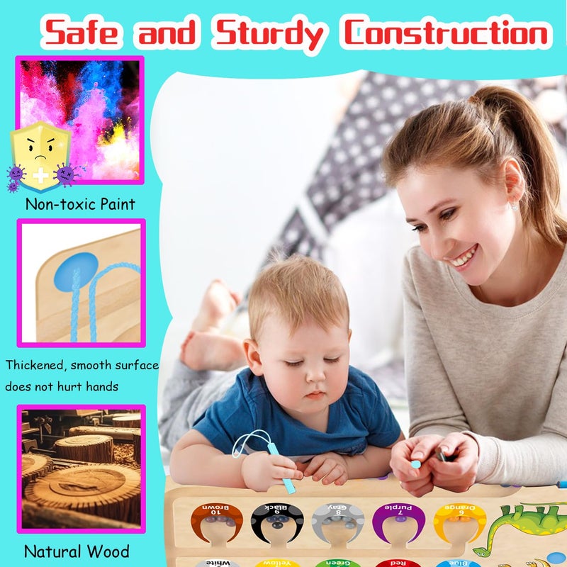HONGID Dinosaur Toys Magnetic Color and Number Maze  Montessori Toys for 2 3 4 5 Year Old Learning Educational Sensory Toys for Toddlers and Kids Boys Girls Christmas Stocking Stuffers for Kids - Image 4