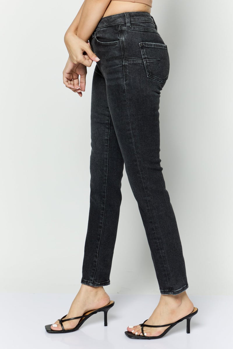 ESPRIT Women Slim Fit Washed Stretchable Jeans, Black - Image 3