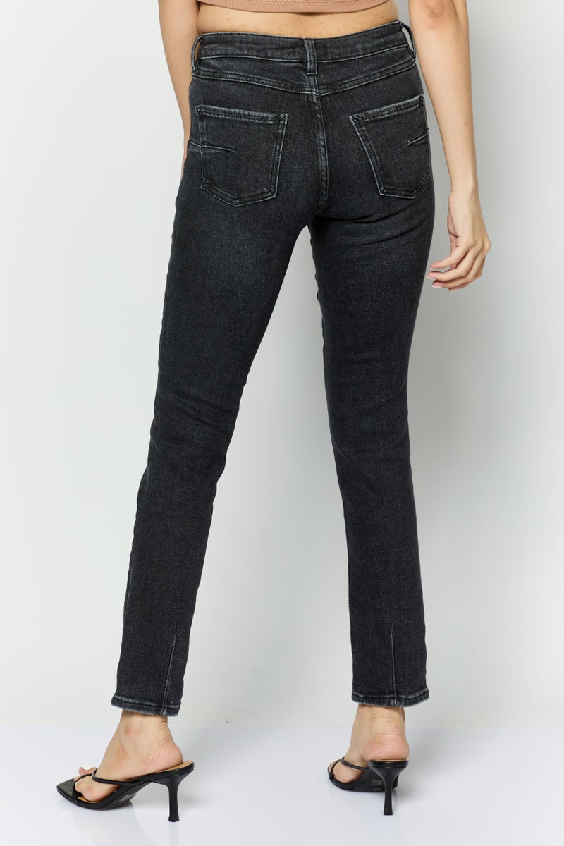 ESPRIT Women Slim Fit Washed Stretchable Jeans, Black - Image 2