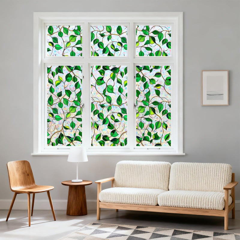 Kromapolis Window Privacy Film, Decorative Rainbow Stained Glass Window Clings, Static Cling Sun Blocking Colorful Decals Sticker, Removable Renter-Friendly Vinyl Covering, 17.5'' x 78.7'' - Image 2