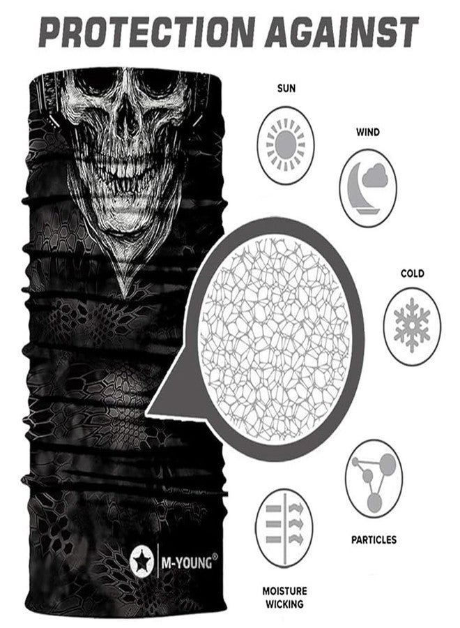 M-YOUNG Skull Face Sun Mask Half,Bandanas,Neck Gaiter, Headwear, Headband for Fishing, Hunting,Yard Work - Image 2