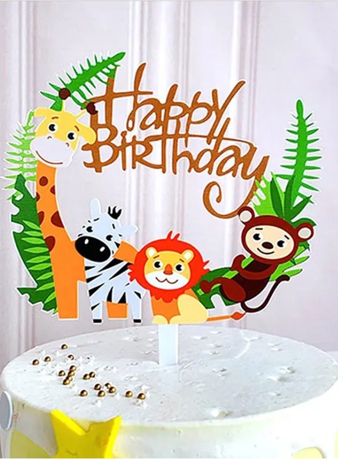 Brain Giggles Happy Birthday Jungle Theme Acrylic Cake Topper - Image 2