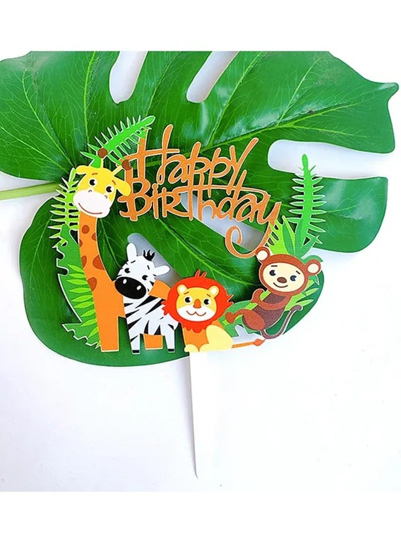 Brain Giggles Happy Birthday Jungle Theme Acrylic Cake Topper - Image 3