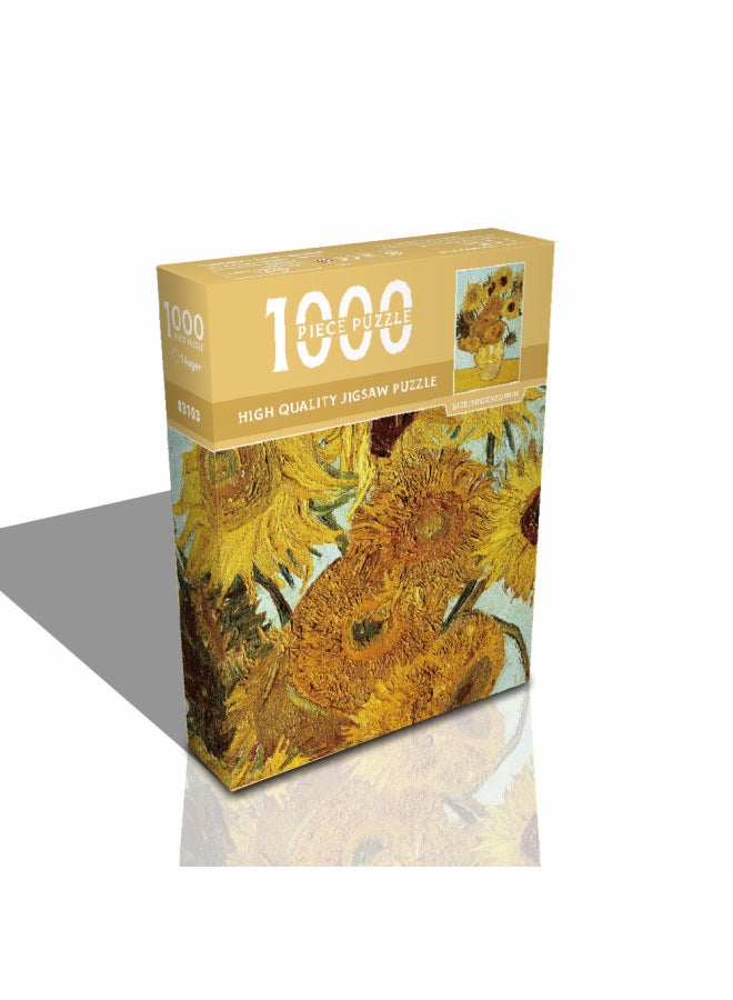 Puzzle 1000 Pieces Adult High Difficulty Decompression Children's Intelligence Toys Oil Painting Cartoon Paper Puzzle Wholesale-Color:Sunflower 83-103 - Image 1