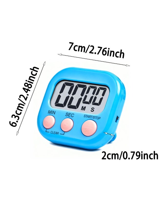 Fasola Digital Kitchen Timer, 1 Pack Countdown Timer with Magnetic Back, Large LCD Display Stopwatch, Time Management Tool for Cooking Kids Study and Gym with Alarm and Silent Mode (Blue) - Image 2