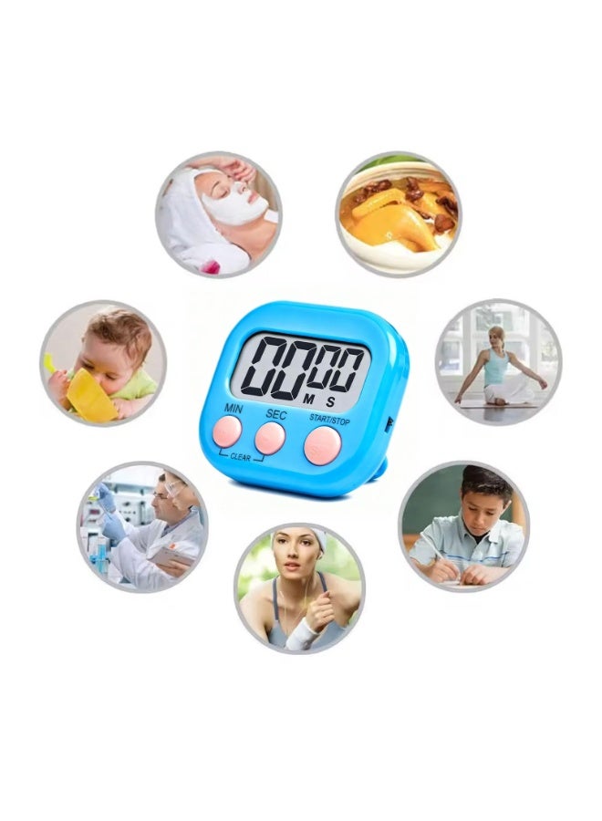 Fasola Digital Kitchen Timer, 1 Pack Countdown Timer with Magnetic Back, Large LCD Display Stopwatch, Time Management Tool for Cooking Kids Study and Gym with Alarm and Silent Mode (Blue) - Image 5