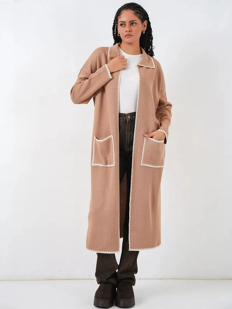 BIG DART BDART Long Knit Cardigan with Stitch Detail