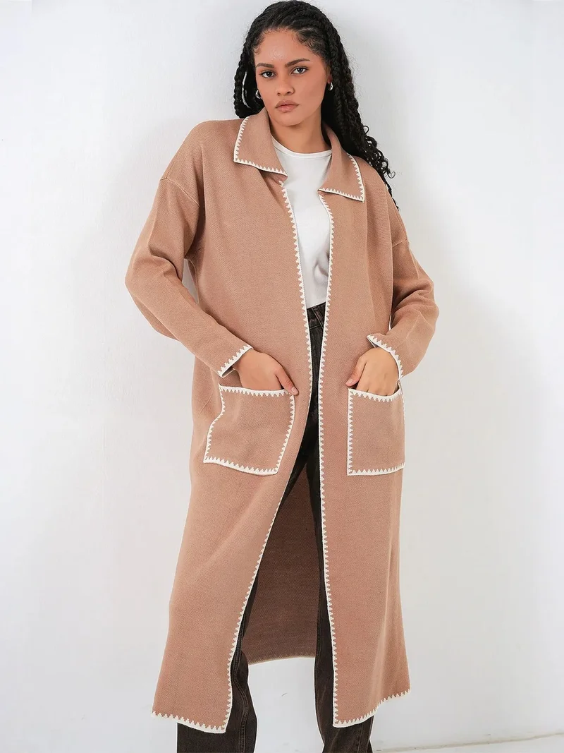 BIG DART BDART Long Knit Cardigan with Stitch Detail