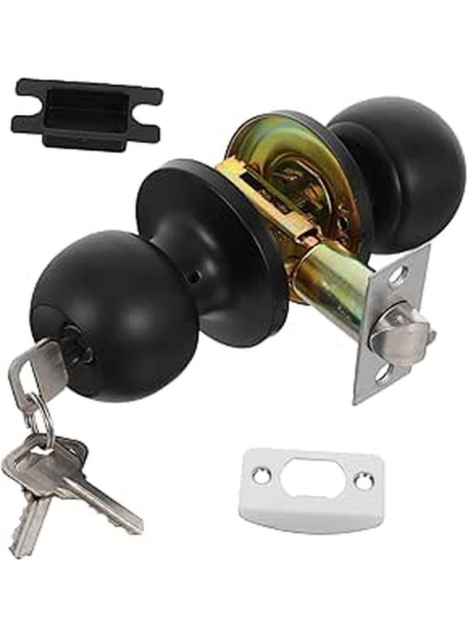 Keyed Entry Door Knob With Silent Lock Three Rod Handle Bedroom Bathroom - Image 1