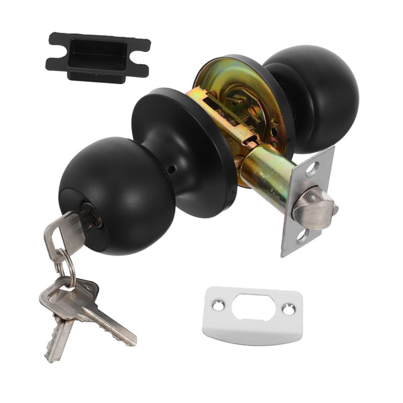 Keyed Entry Door Knob With Silent Lock Three Rod Handle Bedroom Bathroom - Image 2