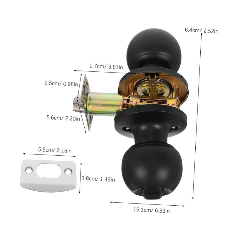 Keyed Entry Door Knob With Silent Lock Three Rod Handle Bedroom Bathroom - Image 3