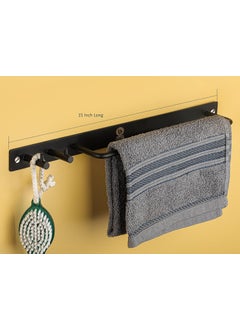 iSTAR iSTAR Stainless Steel Towel Stand/Towel Rod with Hook for Bathroom Cloth Hooks Hanger Door Wall Bedroom Bathroom Robe Hooks Rail for Hanging Round Shape Hook (Antique Black)  - Image 2
