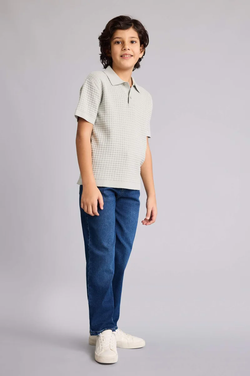 ديفاكتو Boy Regular Fit Polo Collar Pullover