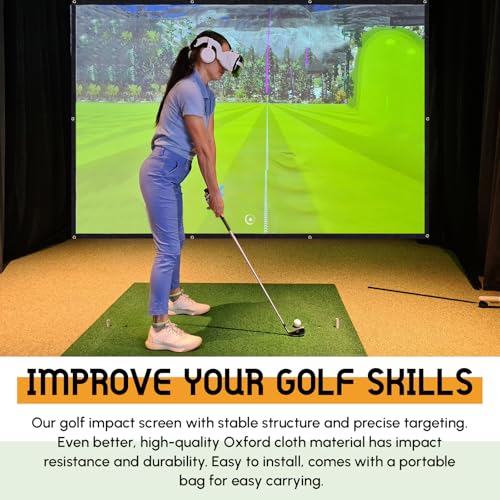 Tellegloww 9.8 x 6.6 ft Golf Simulator Impact Screen Display Projector for Indoor and Outdoor Golf Training Ultra Clear Golf Impact Screen with 10 Grommet Holes - Image 5