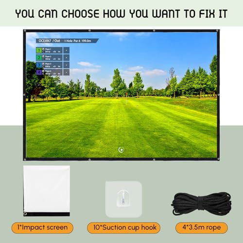 Tellegloww 9.8 x 6.6 ft Golf Simulator Impact Screen Display Projector for Indoor and Outdoor Golf Training Ultra Clear Golf Impact Screen with 10 Grommet Holes - Image 4
