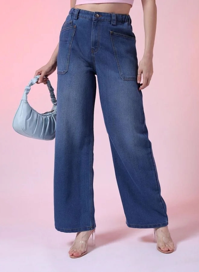 Women Boxy Fit Printed High Rise Jeans