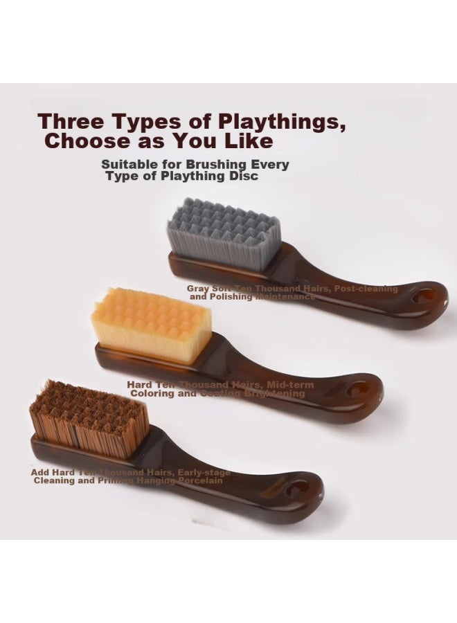 Pinyu Antique Brush Set： 3 Brushes Including Soft, Medium, And Hard Bristles, Nano Brush, Walnut Brush, And All-purpose Cleaning Brush - Image 1