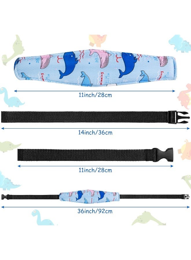Hestya 2 Pieces Baby Carseat Head Support Dinosaur Dolphin Band Strap Headrest Stroller Seat Sleeping Headrest Neck Relief Head Strap Headband for Kids Children Toddler Infant - Image 2