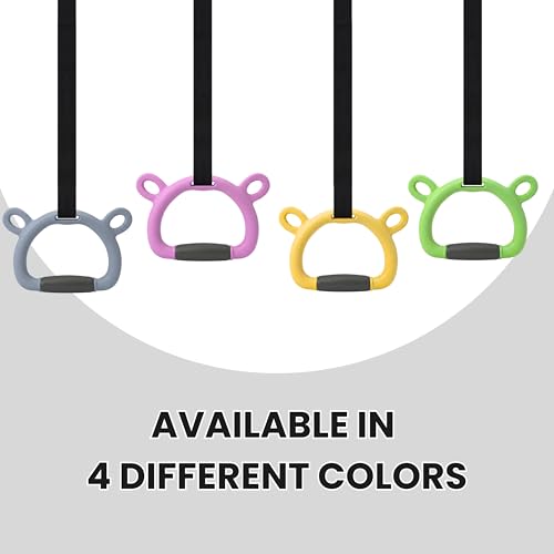 TechHark® Kids Gymnastic Rings with 11.5 Ft Adjustable Straps, Grey Bear Design, Up to 200Kg Capacity, Silicone Grip, Home Fitness Equipment for Children and Teens Training - Image 5