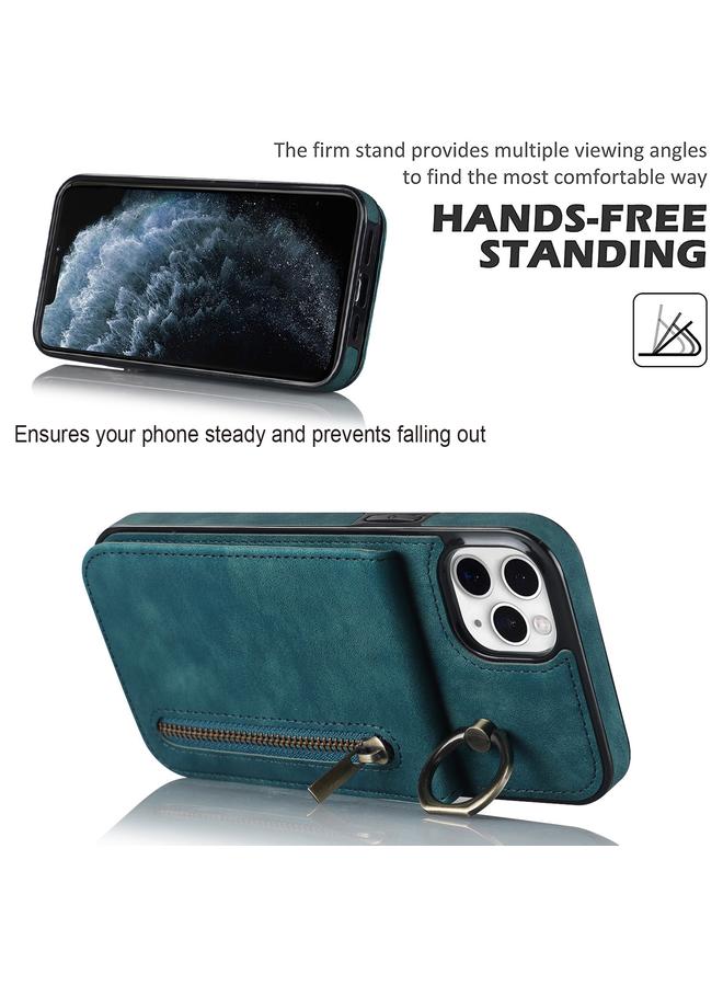 S-TOP Case For iPhone 11 Pro Max Retro Ring and Zipper RFID Card Slot Phone Case - Image 5