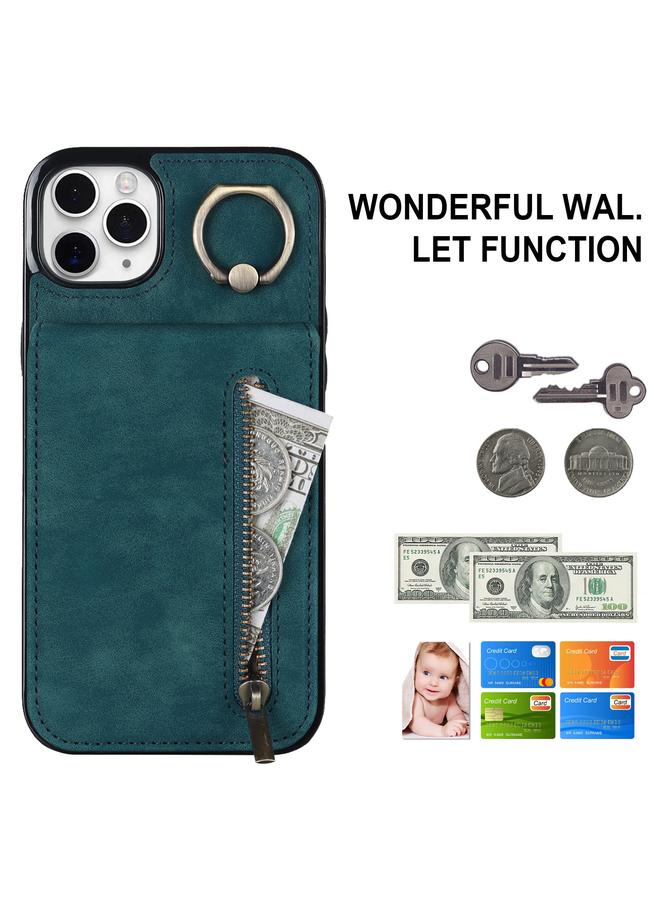 S-TOP Case For iPhone 11 Pro Max Retro Ring and Zipper RFID Card Slot Phone Case - Image 2