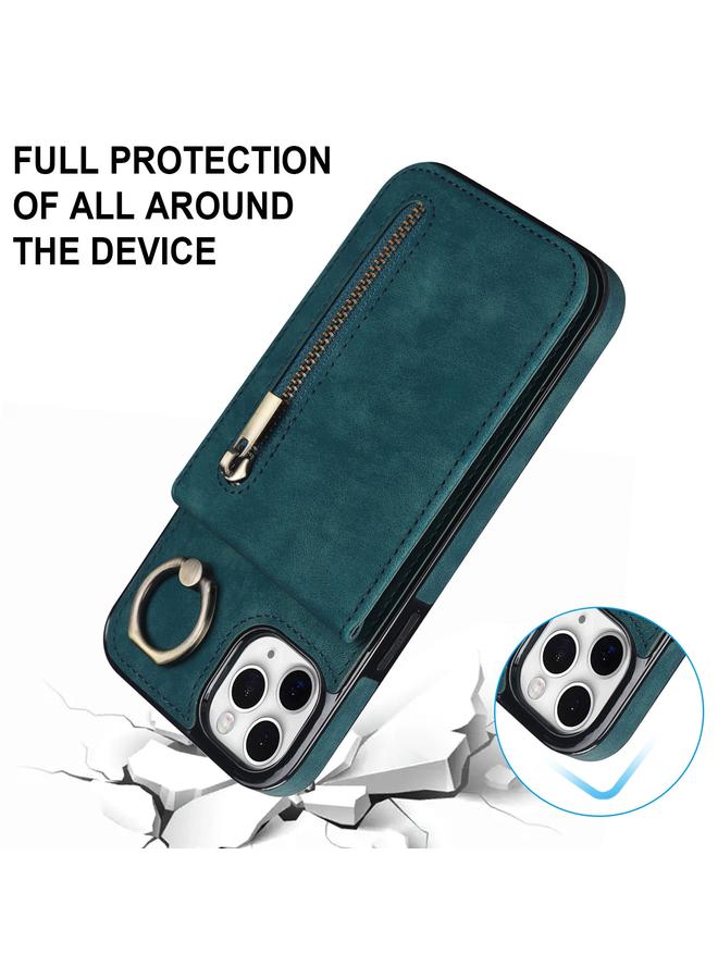 S-TOP Case For iPhone 11 Pro Max Retro Ring and Zipper RFID Card Slot Phone Case - Image 4