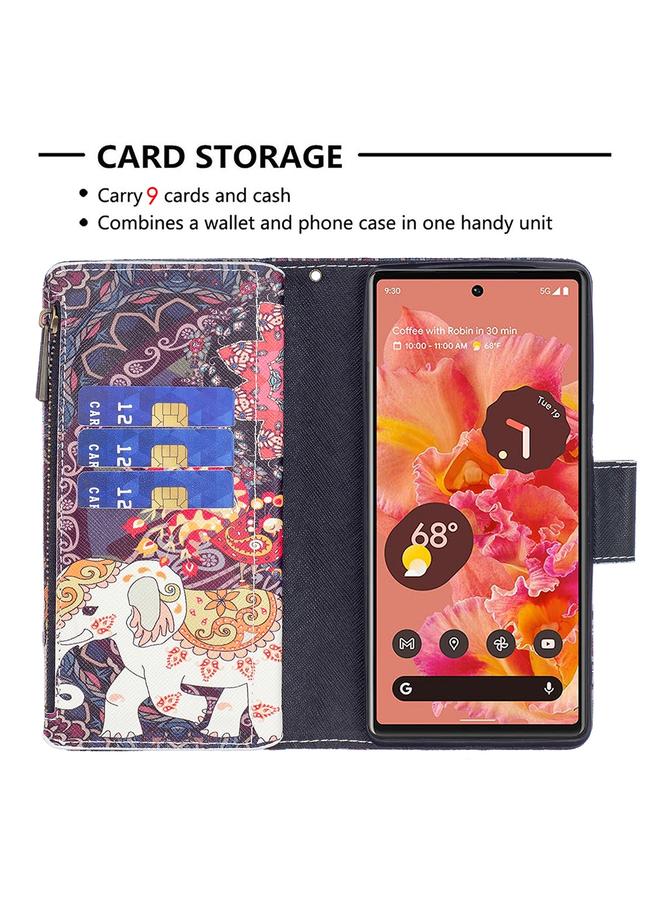 S-TOP Case For Google Pixel 6 Colored Drawing Pattern Zipper Horizontal Flip Phone Leather Case with Holder & Card Slots & Wallet - Image 5
