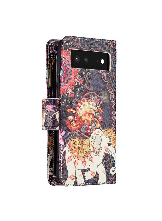 S-TOP Case For Google Pixel 6 Colored Drawing Pattern Zipper Horizontal Flip Phone Leather Case with Holder & Card Slots & Wallet - Image 3