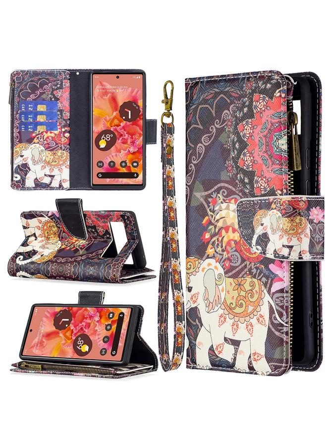 S-TOP Case For Google Pixel 6 Colored Drawing Pattern Zipper Horizontal Flip Phone Leather Case with Holder & Card Slots & Wallet - Image 1