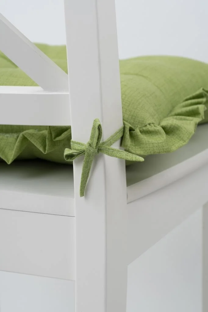 Altın Pamuk Fancy Fluffy Green Chair Cushion with Frills 42x42 cm