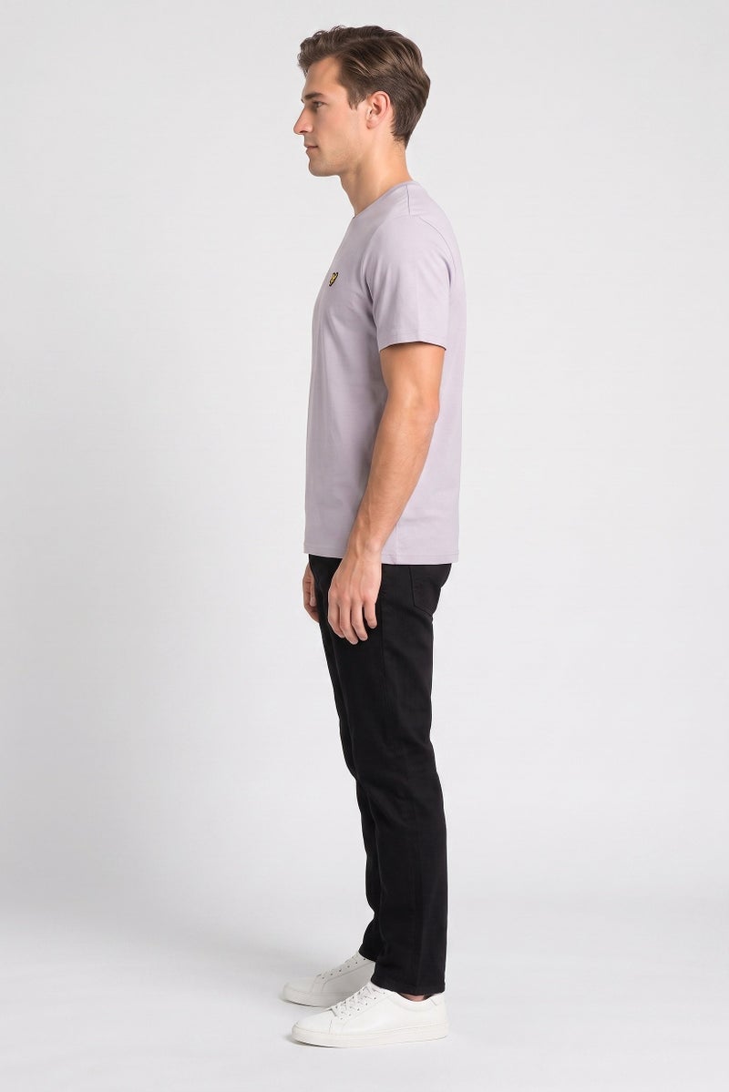 Lyle & Scott Men Crew Neck Short Sleeve Embroidered Logo T-Shirt, Light Grey - Image 3