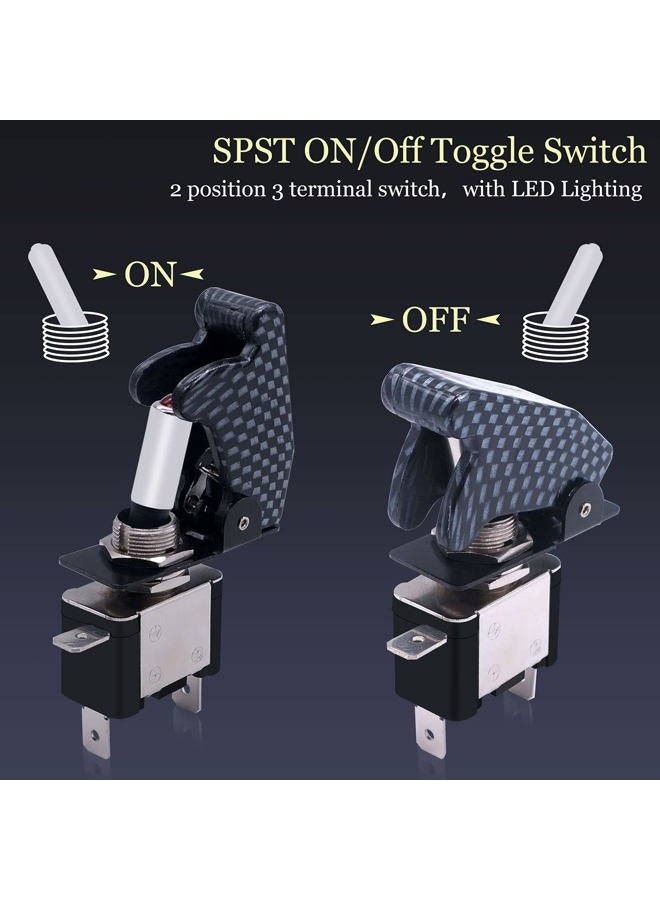 Twidec /3Pcs Rocker Toggle Switch 12V 20A Heavy Duty Racing Car Automative Auto SPST ON/OFF Toggle Switch Red LED Light Illuminated 3Pin With Charcoal Grey Waterproof Safety Cover ASW-07DRGYMZ - Image 3