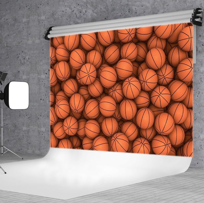 Laeacco 7x5ft Basketball Backdrop for Photography Basketball Theme Birthday Party Banner Boy Kids Birthday Baby Shower Decoration Backdrop Back to School Students Portraits Sports Classroom Wallpaper - Image 2