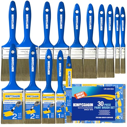 KingOrigin King Origin Versatile Paint Brush Set, 30 Pack, 5 Sizes Paint Brushes (0.5" 1" 1.5" 2" 2.5"), Small Paint Brushes for Walls, Furniture, Crafts - Detailed Painting & Larger Surface Coverage - Image 1
