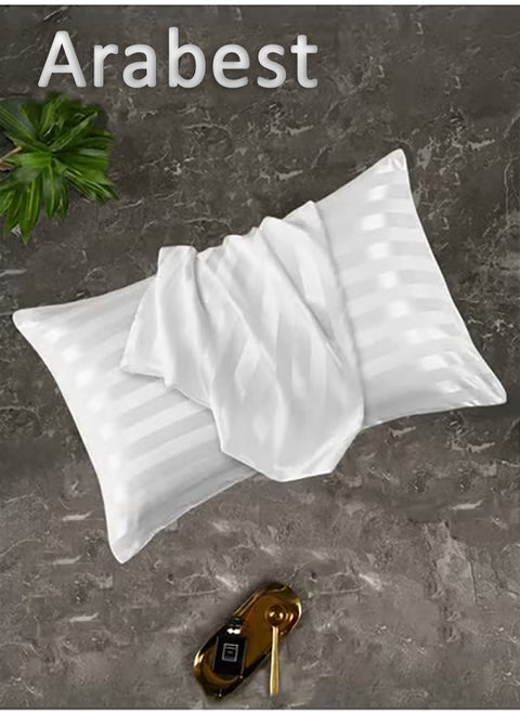 Pillowcases, Satin Pillowcases, 2-Peice Set, Simple Solid Color, with Envelope Closure, Good for Hair and Skin,Off  White