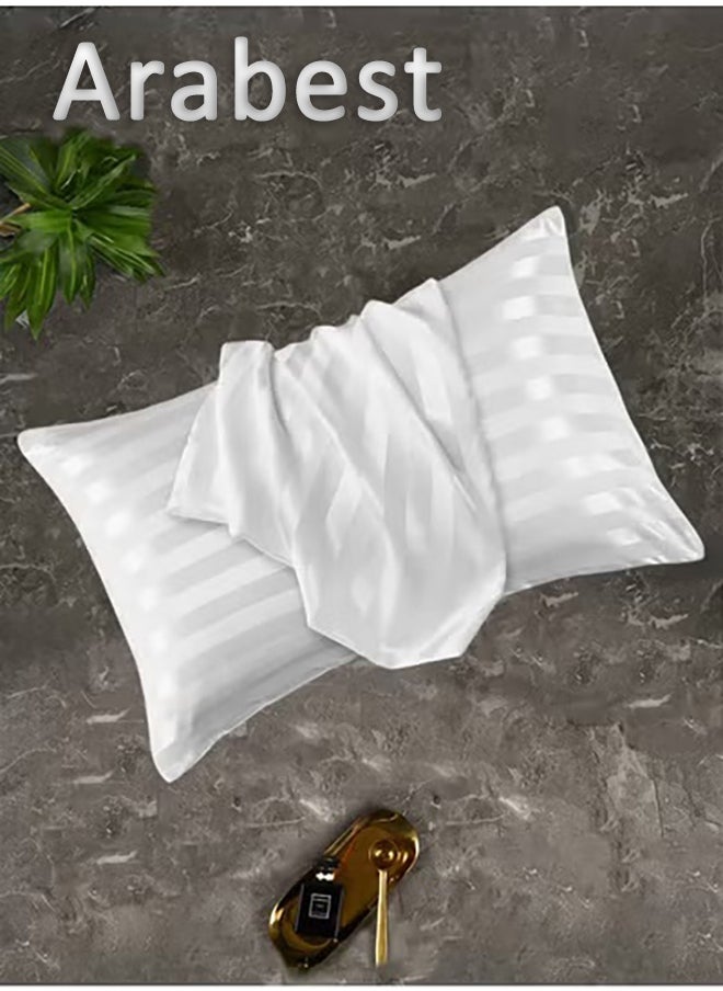 Arabest - Pillowcases, Satin Pillowcases, 2-Peice Set, Simple Solid Color, with Envelope Closure, Good for Hair and Skin,Off  White - Image 1