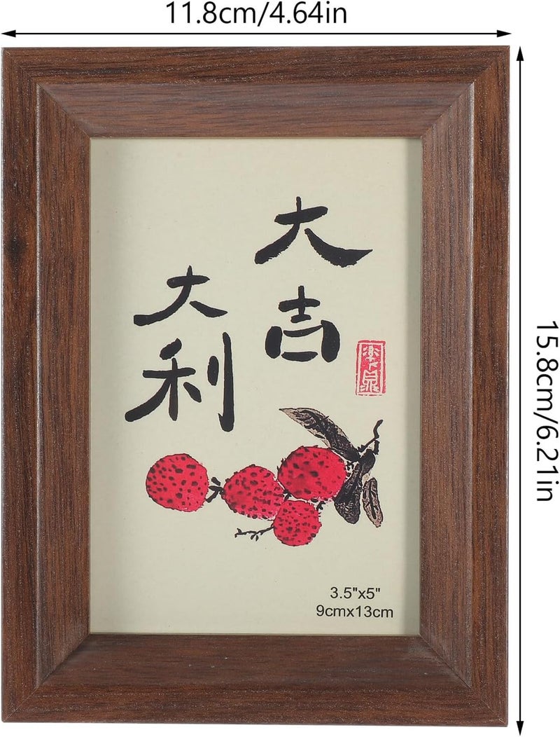 4pcs Vintage Wood Picture Frames 5-inch (9x13cm) Deep Walnut Color for Wall and Tabletop Home Decor Wedding Photo Display - Image 2